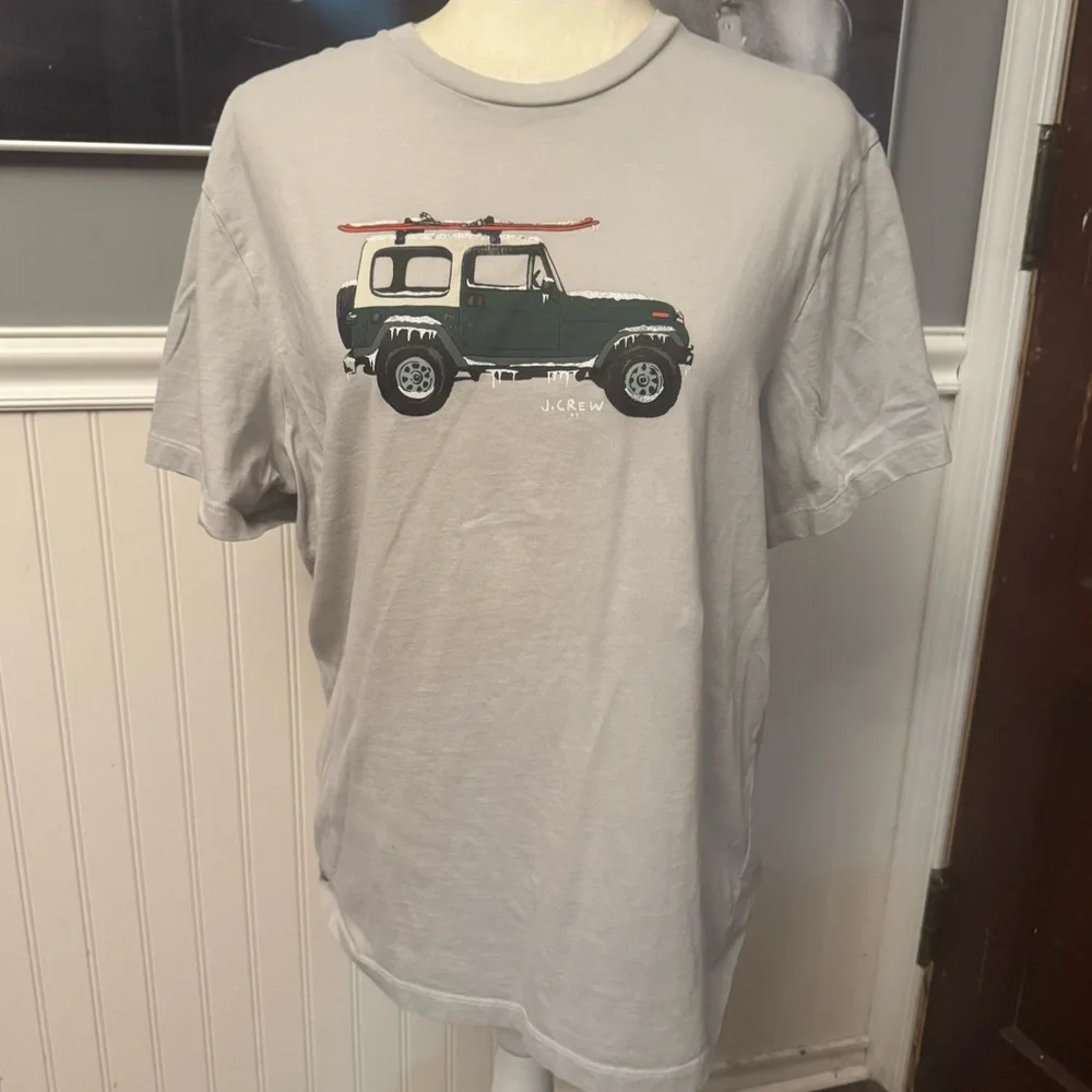 JCrew Men’s Gray Ski Truck Jeep Graphic Tshirt Size Large